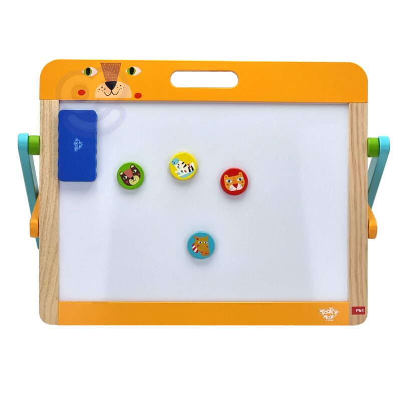 Tablica edukacyjna 2w1 magnetyczna kredowa dla dzieci magnesy gąbka 6 el., zabawka dla dzieci, Tooky Toy