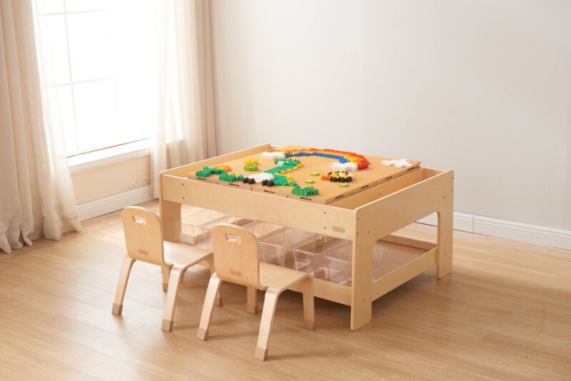 Drewniany stół edukacyjny + akcesoria STEM wall + 359 el., zabawka dla dzieci, Masterkidz