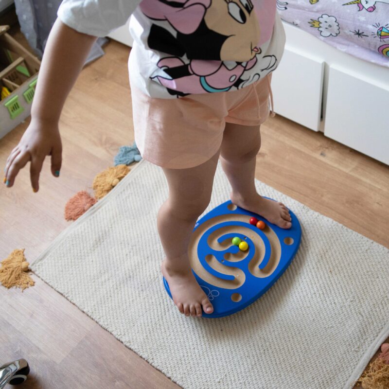 Sensoryczna drewniana deska do balansowania z labiryntem, zabawka dla dzieci, Viga