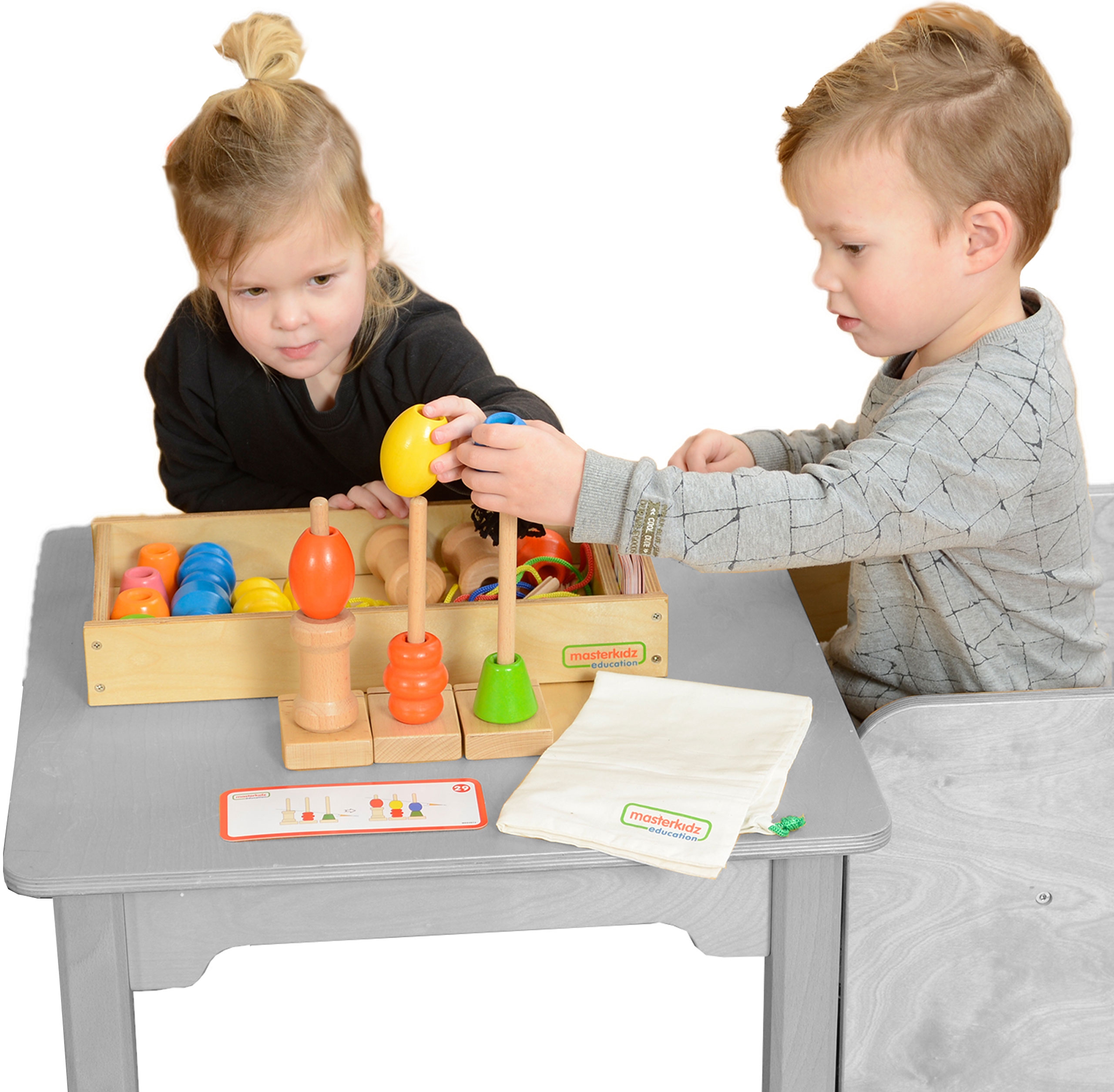 Duża drewniana nawlekanka sznurowanka Montessori, zabawka dla dzieci, Masterkidz