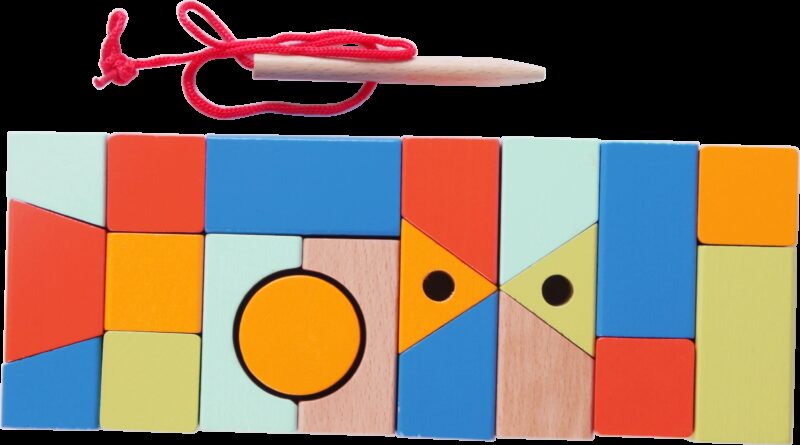 Drewniane klocki do nawlekania figury geometryczne 21 el., zabawka dla dzieci, Classic World