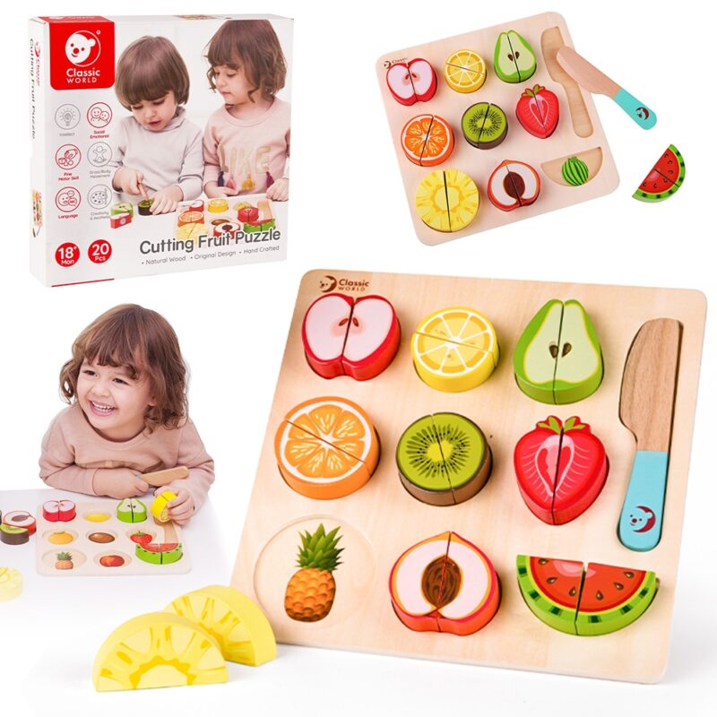 Zestaw do krojenia owoców na rzepy Montessori 20 el., zabawka dla dzieci, Classic World