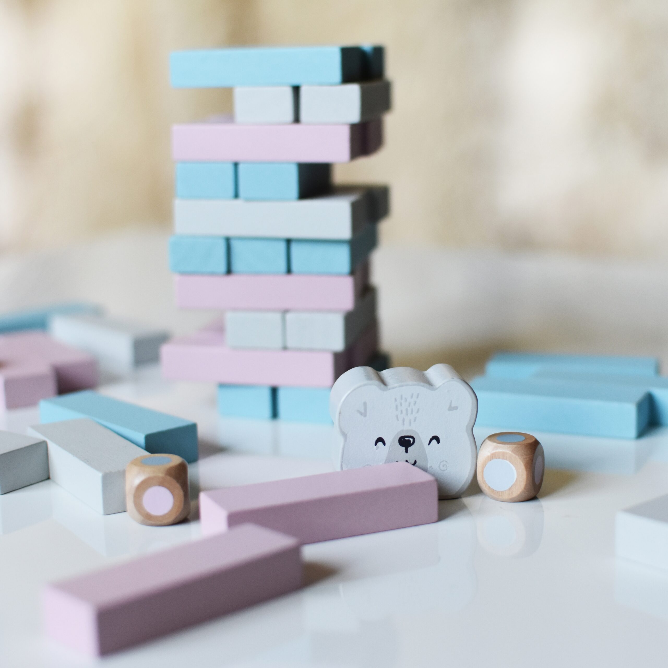 Drewniana gra wieża układanka pastelowa, zabawka dla dzieci, Viga PolarB