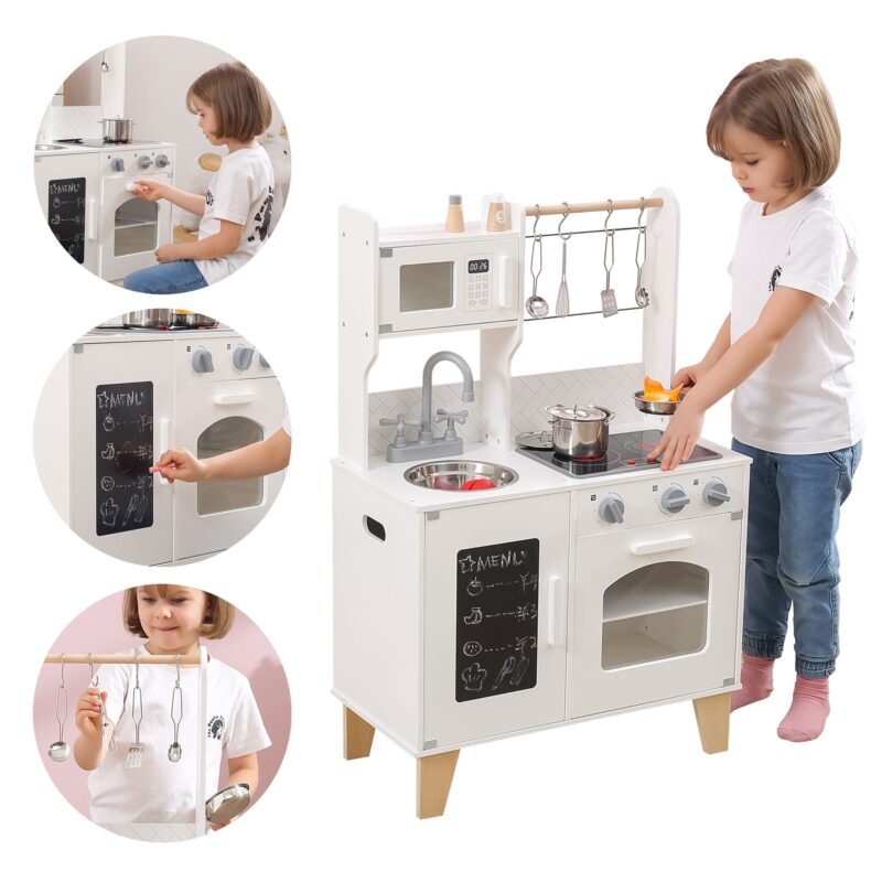 Drewniana kuchnia światło dźwięk + akcesoria, zabawka dla dzieci, Viga PolarB