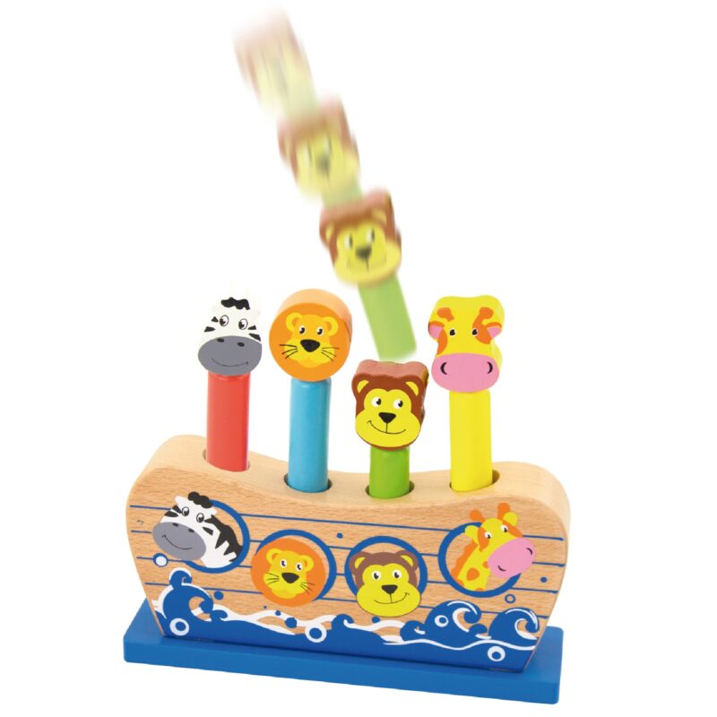 Drewniane skaczące zwierzątka arka noego, zabawka dla dzieci, Viga