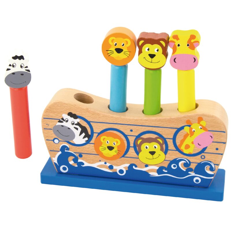 Drewniane skaczące zwierzątka arka noego, zabawka dla dzieci, Viga