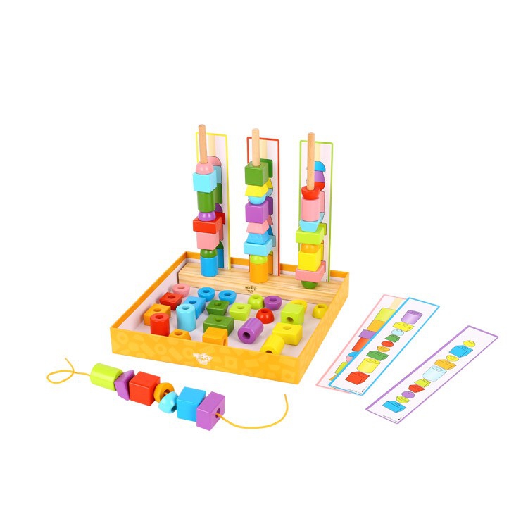 Układanka kształty i kolory 2w1 klocki do nawlekania 68 el., zabawka dla dzieci, Tooky Toy