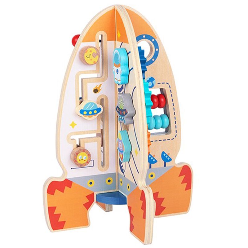 Duża drewniana zabawka edukacyjna wielofunkcyjna rakieta, zabawka dla dzieci, Tooky Toy