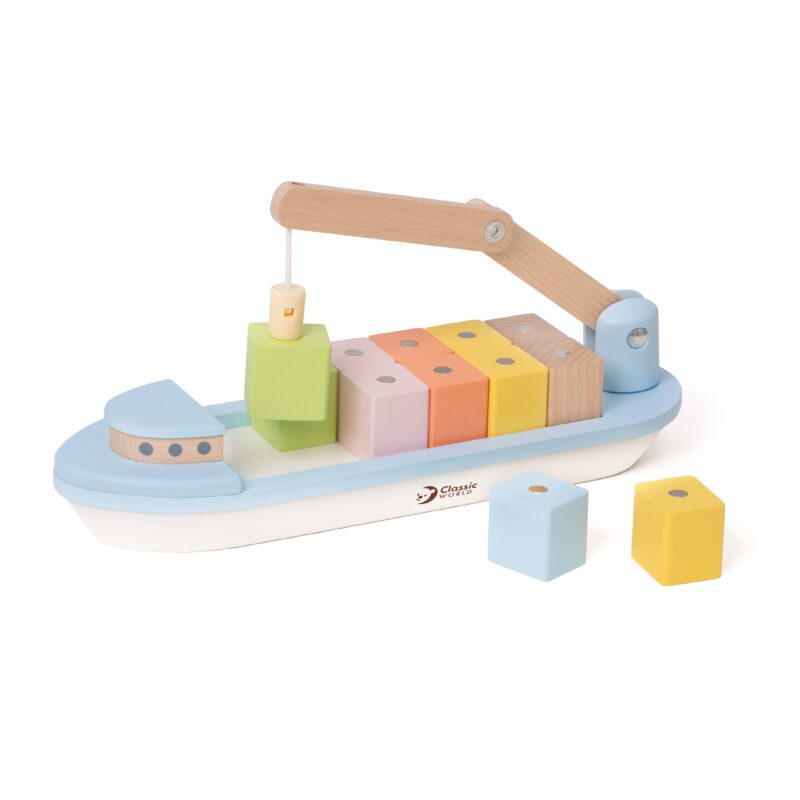 Drewniany statek układanie bloków 13 el., zabawka dla dzieci, Classic World