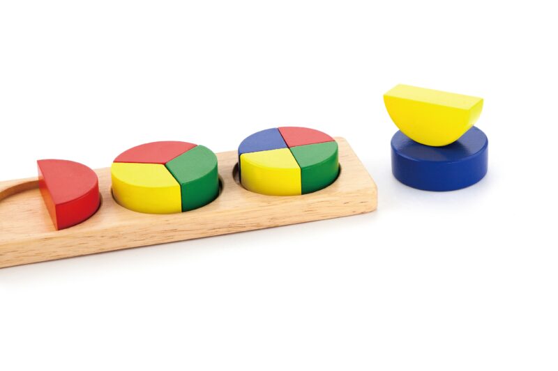 Drewniana układanka Viga klocki matematyczne ułamki 11 elementów Montessori, zabawka dla dzieci