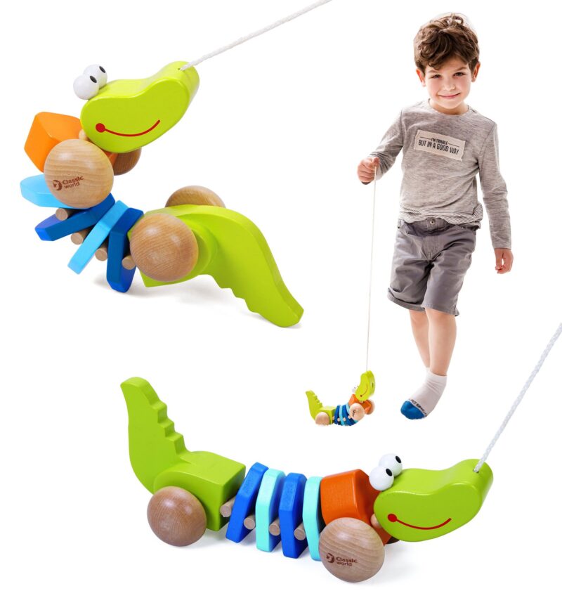 Ciągacz krokodyl do ciągnięcia + dźwięk, zabawka dla dzieci, Classic World
