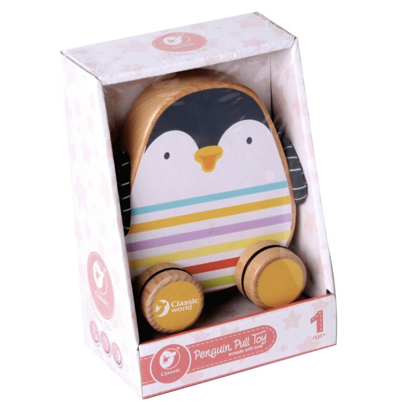 Drewniany pingwin do ciągania, zabawka dla dzieci, Classic World