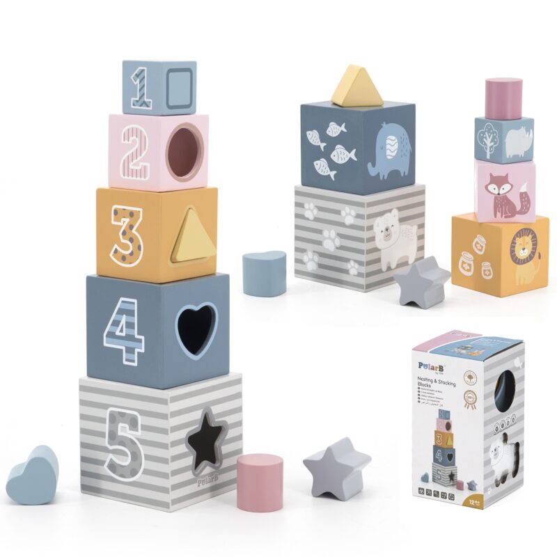 Piramidka układanka edukacyjna sorter kostki klocki, zabawka dla dzieci, Viga PolarB