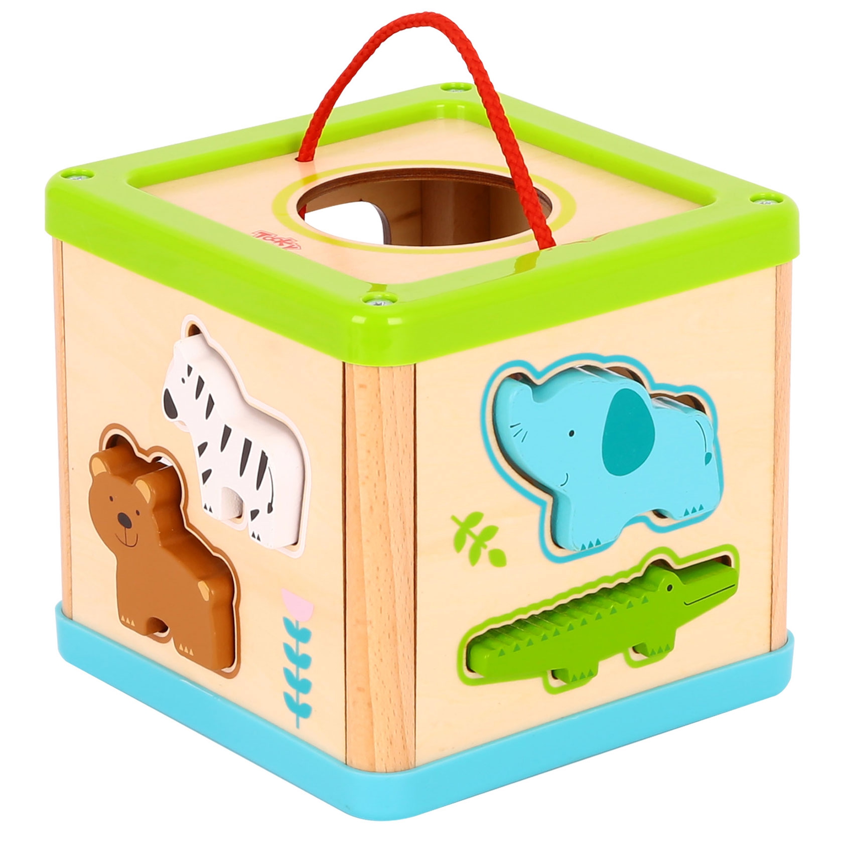 Drewniany sorter kostka edukacyjna zwierzątka, zabawka dla dzieci, Tooky Toy