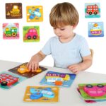Drewniane klocki Montessori układanka puzzle zestaw 33 el. + 6 planszy, zabawka dla dzieci, Tooky Toy