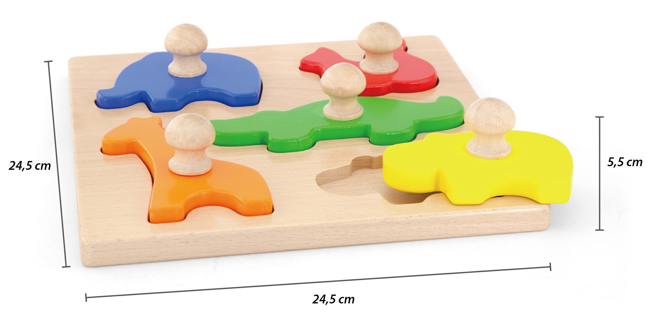 Drewniane puzzle z pinezkami zwierzęta, zabawka dla dzieci, Viga