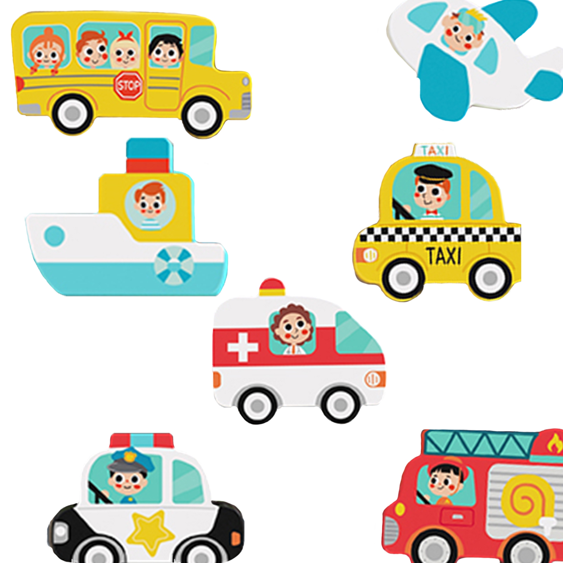 Drewniane puzzle Montessori pojazdy samochody samolot statek miasto dopasuj kształty, zabawka dla dzieci, Tooky Toy