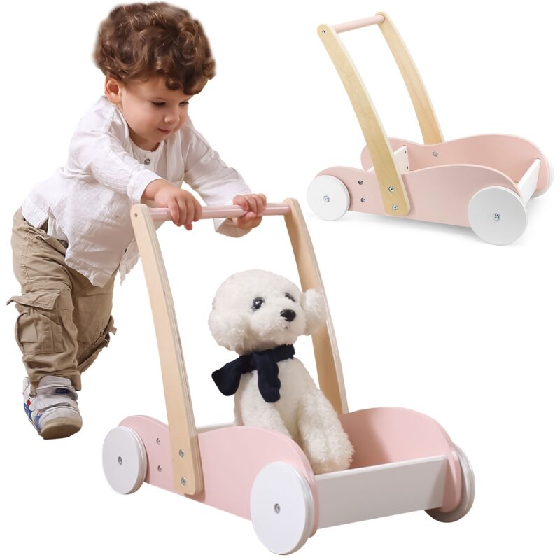 Drewniany wózek 2w1 chodzik pchacz, zabawka dla dzieci, Viga PolarB