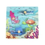 Drewniane puzzle z pinezkami zwierzęta morskie wodne, zabawka dla dzieci, Viga