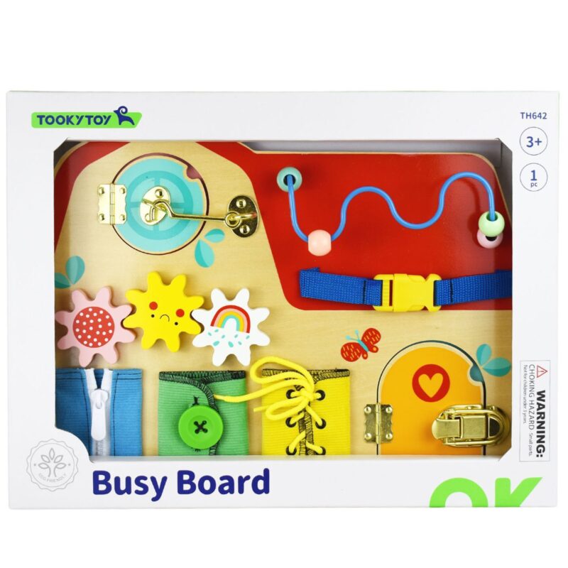 Drewniana tablica manipulacyjna zapinki otwieranie i zamykanie zamków zwierzątka, zabawka dla dzieci, Tooky Toy