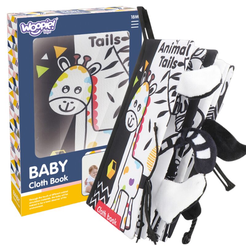 Baby książeczka kontrastowa sensoryczna dla niemowląt, zabawka dla dzieci, Woopie