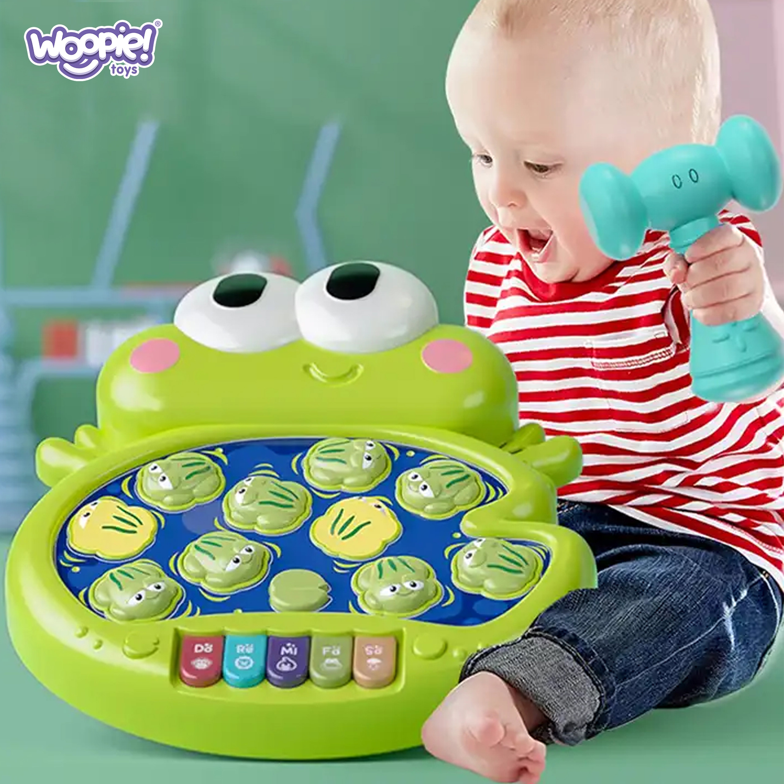 Zbijaj żabki zabawka interaktywna dla niemowląt, zabawka dla dzieci, Woopie