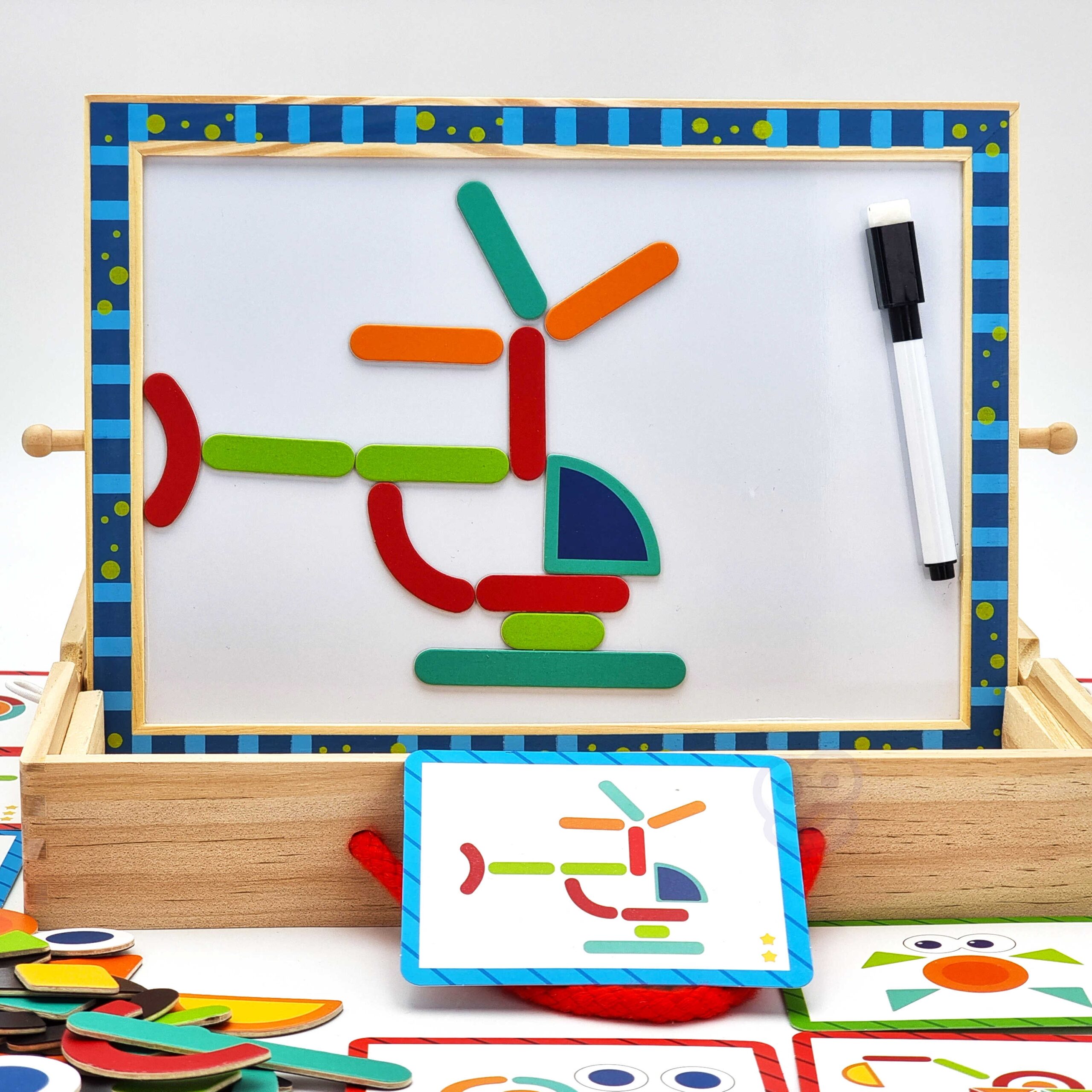 Tablica magnetyczna kredowa 2w1 układanka puzzle kształty 117 el. certyfikat FSC, zabawka dla dzieci, Tooky Toy