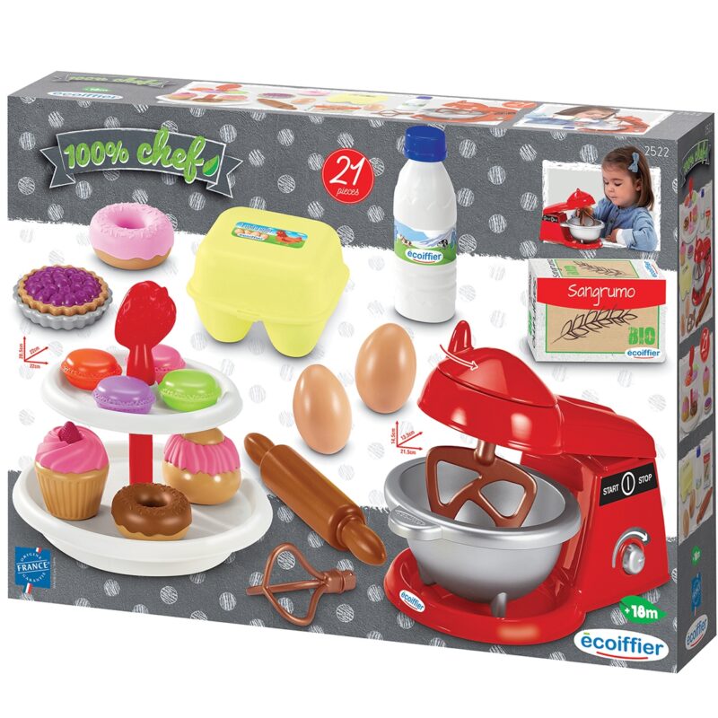 Zestaw małego cukiernika ciastka mikser + akc. 21 el., zabawka dla dzieci, Ecoiffier