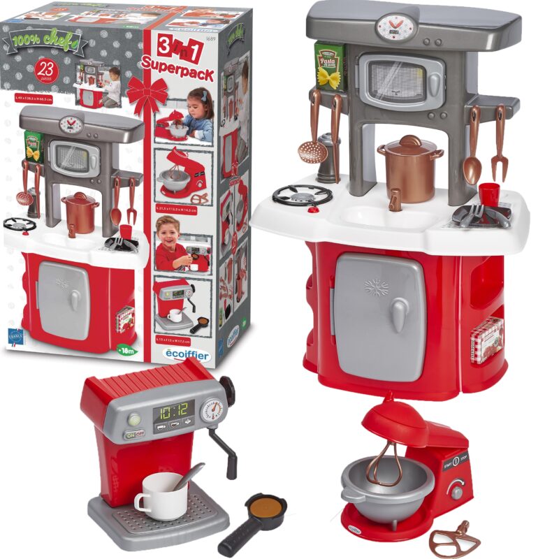 Duża kompaktowa kuchnia z mikserem i automatem do kawy, zabawka dla dzieci Ecoiffier