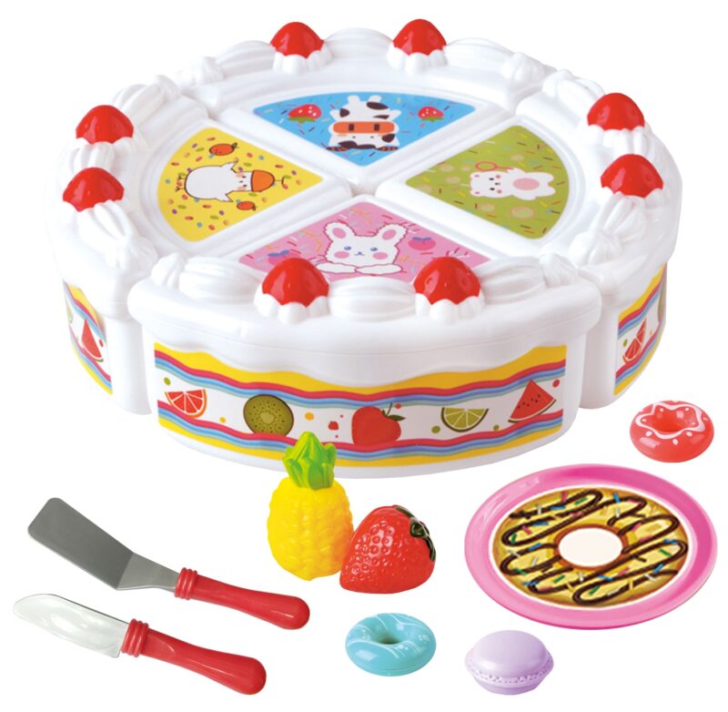 Tort urodzinowy i owoce do krojenia ze słodkościami, zabawka dla dzieci, Woopie