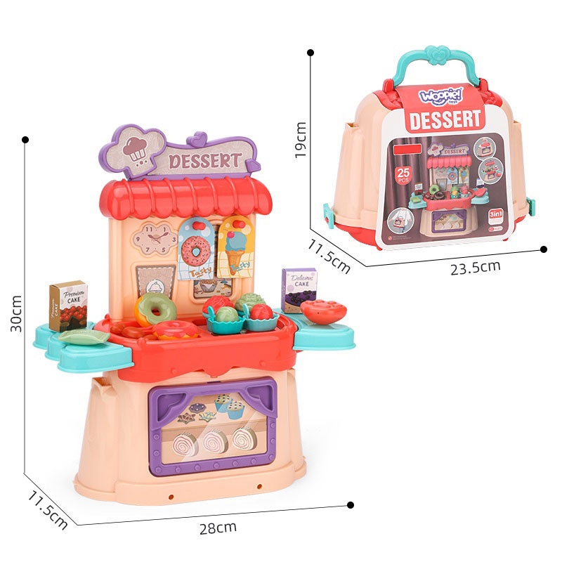 Cukiernia lodziarnia - walizka 3w1, torba 25 elementów, zabawka dla dzieci, Woopie