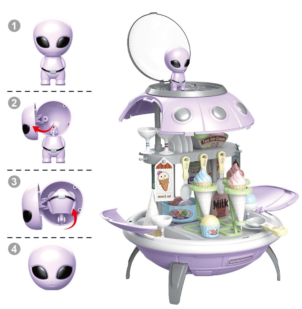 Sklep - lodziarnia - cukiernia, 3w1 plecak projektor ufo, zabawka dla dzieci Woopie