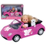 Lalka Evi w luksusowym kabriolecie + pupil piesek, zabawka dla dzieci, Simba