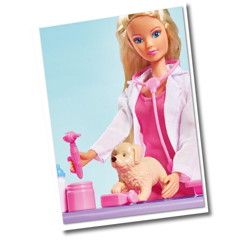Zestaw lalka Steffi weterynarz + Evi - 35 elementów, zabawka dla dzieci Simba