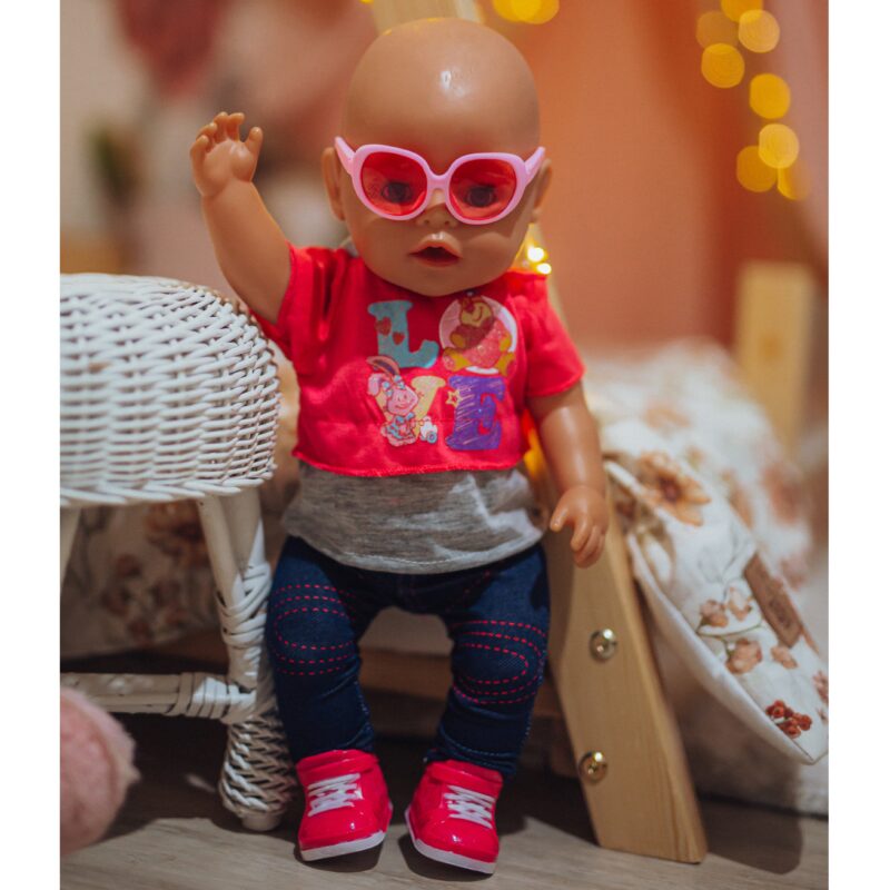 Modne ubranko dla lalki love okulary buciki 43-46 cm, zabawka dla dzieci, Woopie