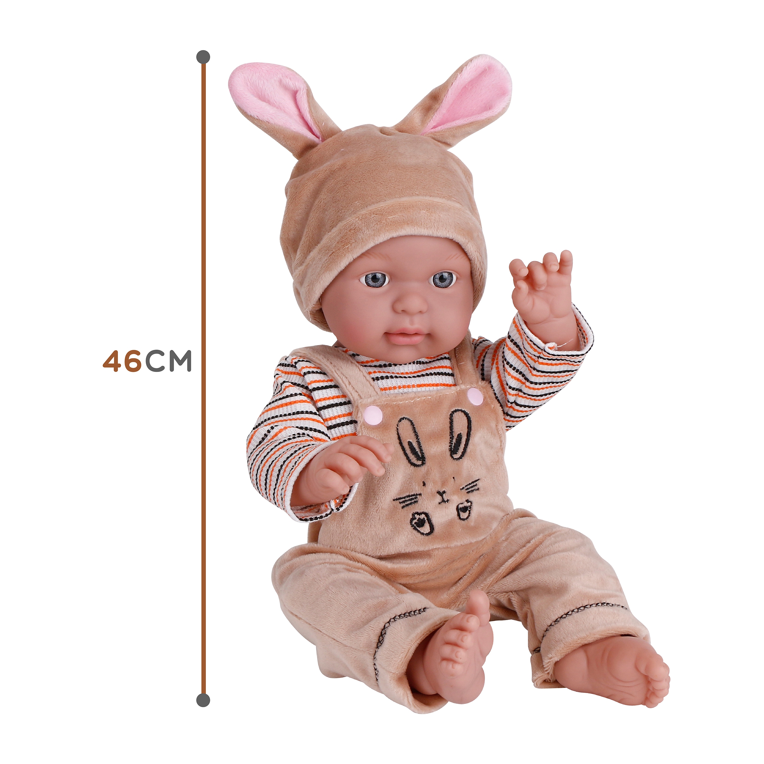 Lalka bobas w ubranku króliczek 46 cm, zabawka dla dzieci, Woopie
