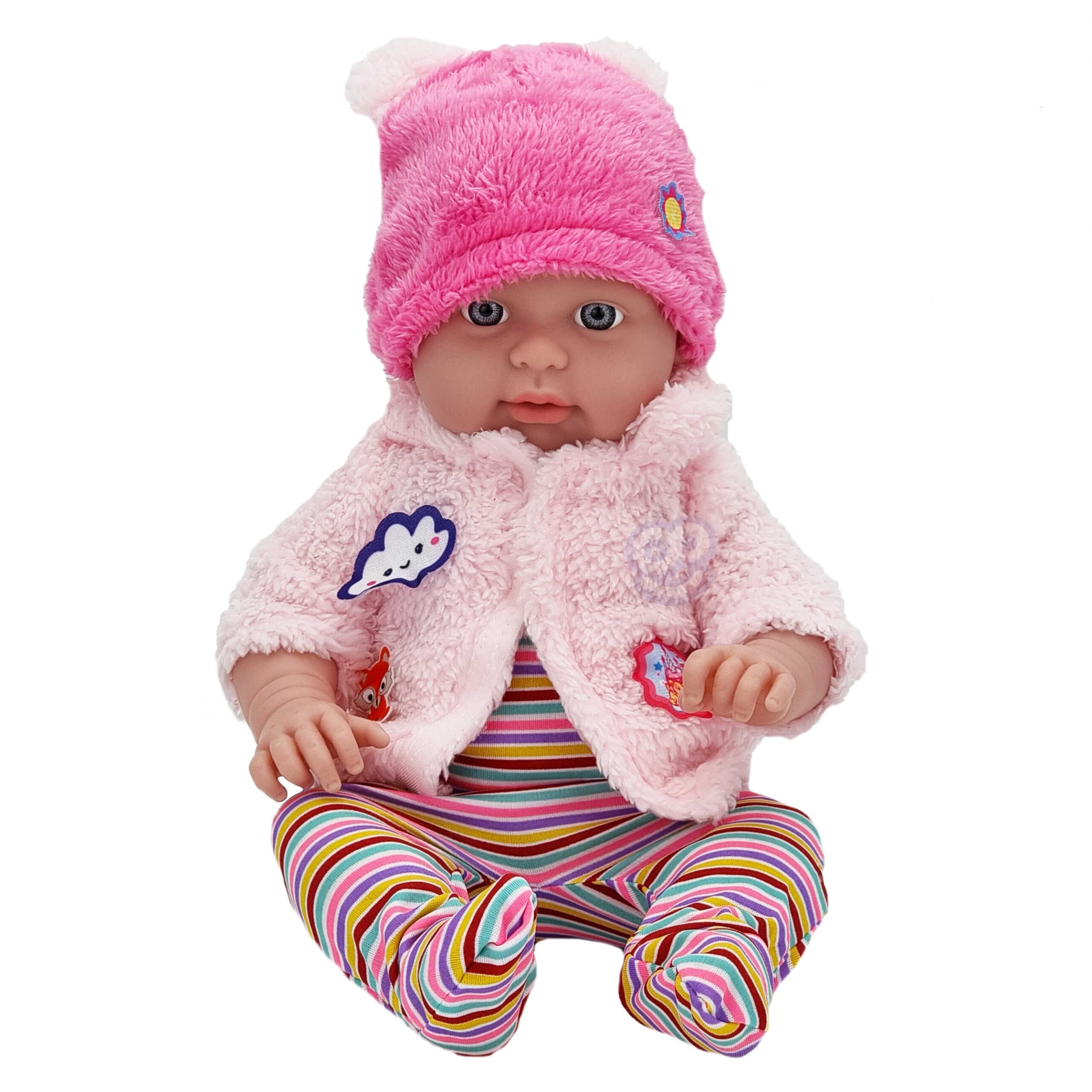 Ubranko dla lalki zestaw kurteczka baranek czapeczka + body 43-46 cm, zabawka dla dzieci, Woopie