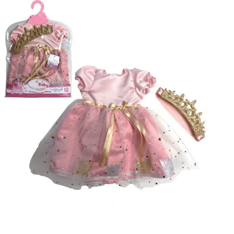 Ubranko dla lalki zestaw królewny suknia + korona 43-46 cm, zabawka dla dzieci, Woopie