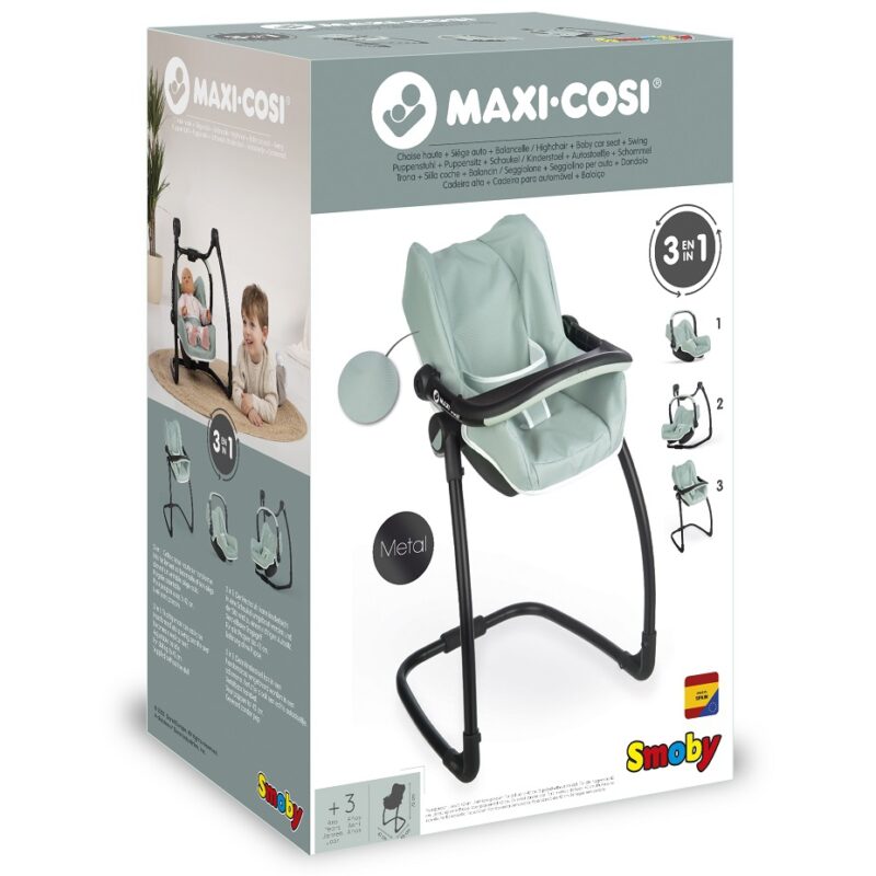 Krzesełko do karmienia mAXI cosi quinny 3w1 dla lalki - nosidełko, bujak, zabawka dla dzieci Smoby