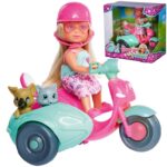 Lalka Evi na skuterze z pieskiem i kotkiem, zabawka dla dzieci, Simba
