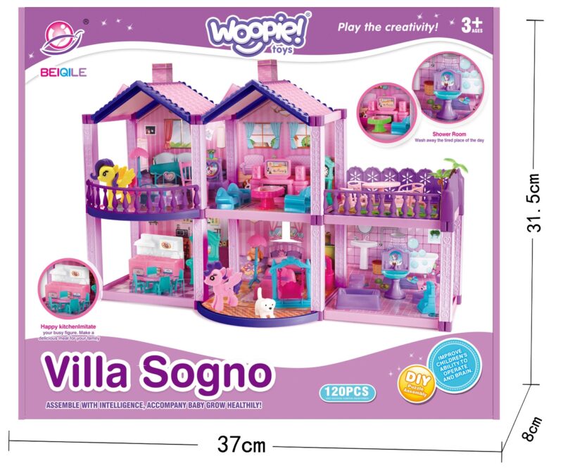 Domek dla lalek, kucyków pony - fantasy villa, 120 elementów, zabawka dla dzieci, Woopie