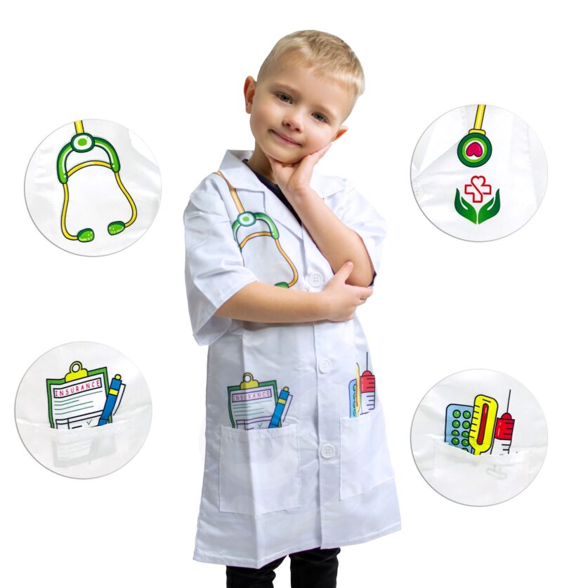 Strój fartuch lekarza doktora ubranko dla dzieci do ok. 120 cm, zabawka dla dzieci, Woopie