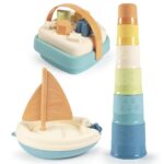 Little green zestaw łódka wieża sorter bioplastik, zabawka dla dzieci, Smoby