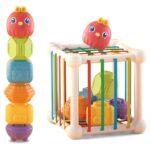 Elastyczna kostka sensoryczna - sorter dla dzieci, zwierzątka + grzechotka, 7 elementów, zabawka dla dzieci, Woopie