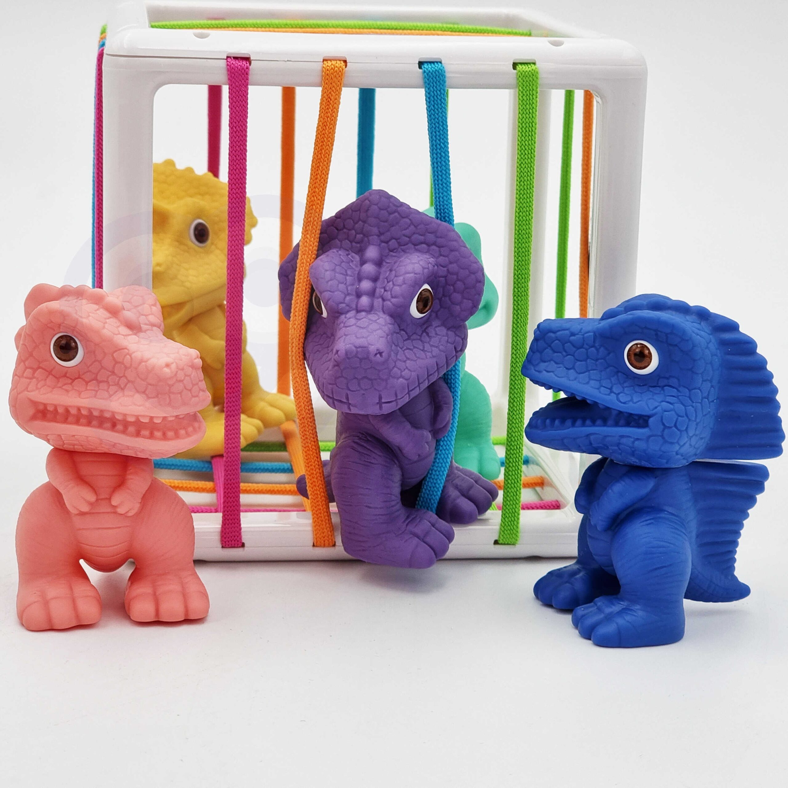 Elastyczna kostka sensoryczna - sorter dla dzieci, kolorowe dinozaury, 6 elementów, zabawka dla dzieci, Woopie