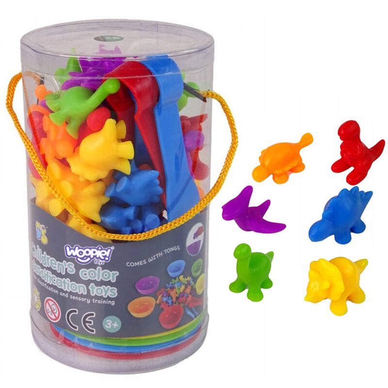 Gra edukacyjna sorter kolorów dinozaury 56 el., zabawka dla dzieci, Woopie