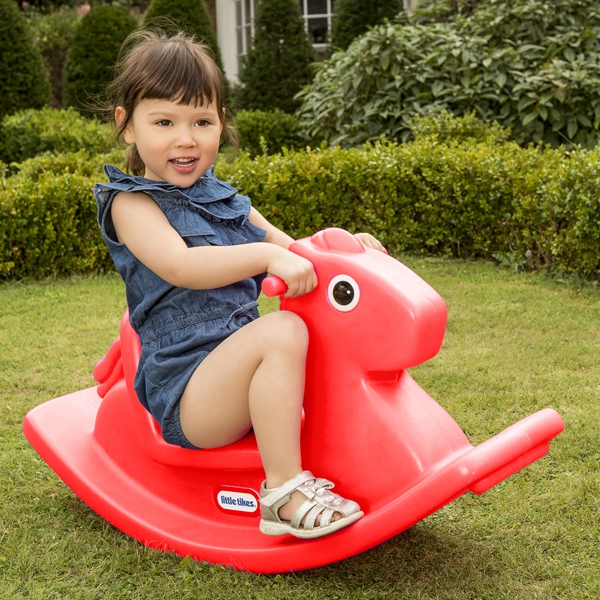 Koń na biegunach, czerwony bujak - konik, zabawka dla dzieci, Little Tikes