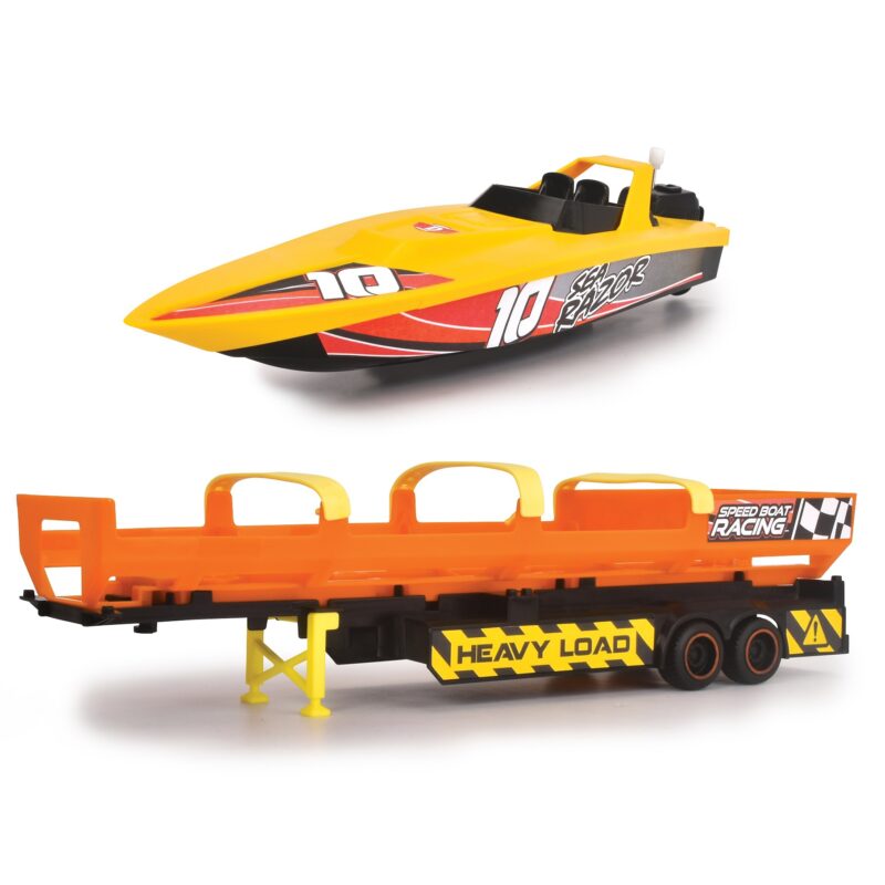 Ciężarówka z łodzią sea race truck, zabawka dla dzieci, Dickie city