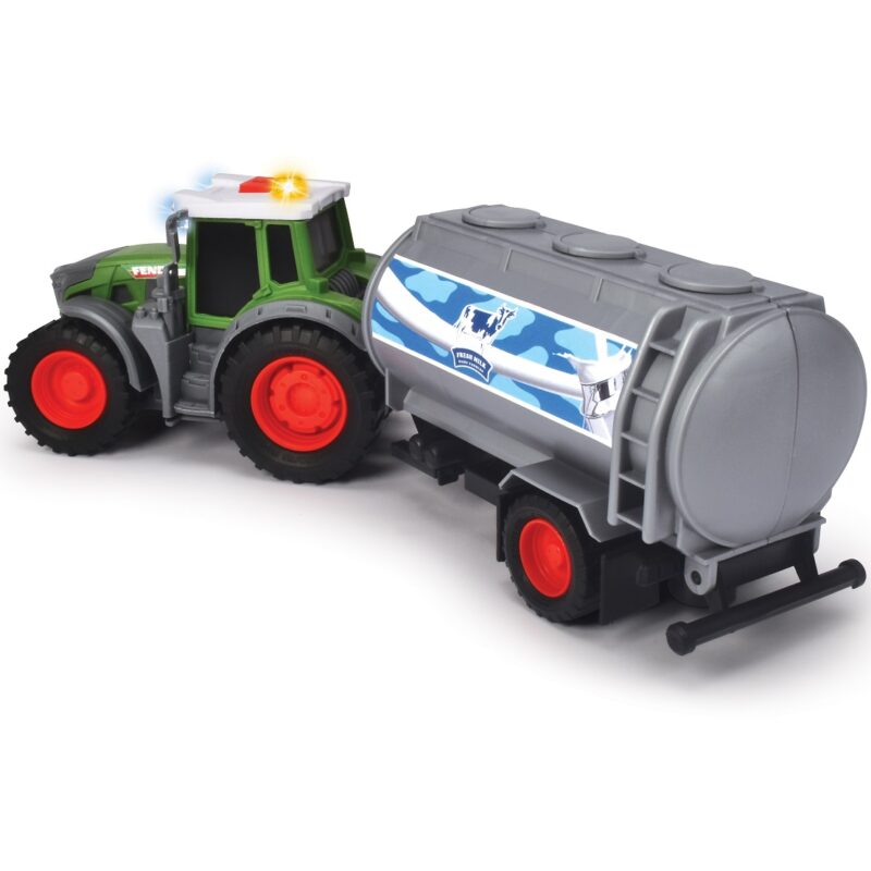 Farm traktor Fendt z przyczepką na mleko 26 cm, zabawka dla dzieci, Dickie