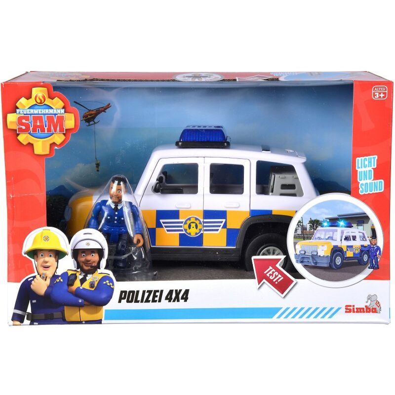 Strażak sam - jeep policyjny, figurka malcolma, zabawka dla dzieci, Simba